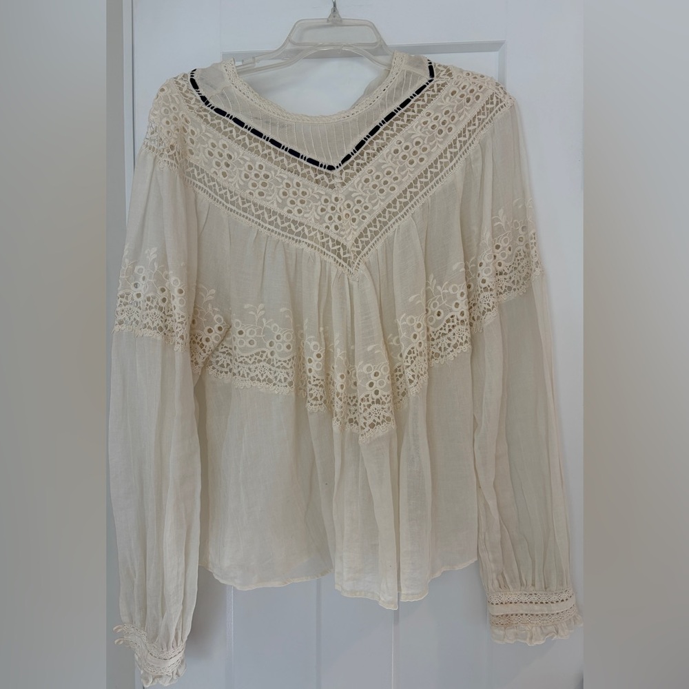 Free People Cream Lace Blouse